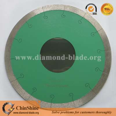 Super thin coutinuous rim diamond saw blade with J-slot for ceramic, porcelain and glass